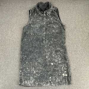 By Corpus Dress Acid Wash Sleeveless Collared  Half Way Buttons Small 100% Rayon